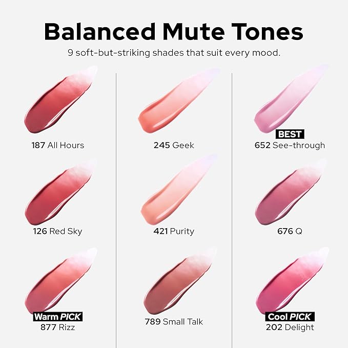 Unseen Balloon Tint, 9 Colors for All Skin Types. Buildable Color, Long Lasting Glossy Lip Stains, Lightweight Lip Gloss Make up, Holiday Stocking Stuffer (789 Small talk, 0.11 oz)