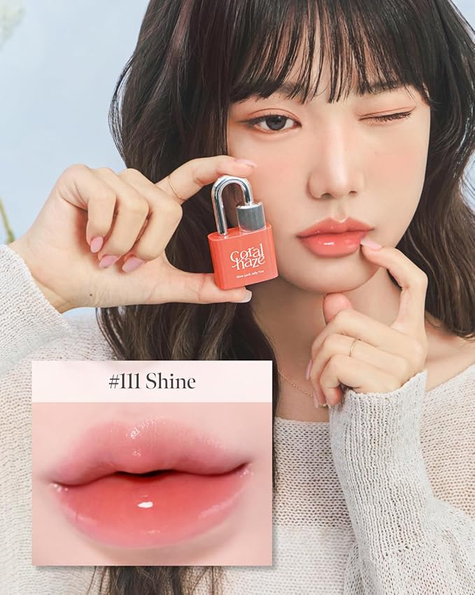 Glow Lock Jelly Tint 111 Shine, Hydrating Water Glow Lip Stain, Non-Sticky Juicy Gloss, Long Lasting Glass Shine & Dewy Finish, Lightweight Moisturizing Lip Care, Korean Makeup