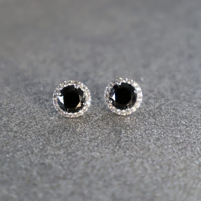 YOMELA Cubic Zirconia Earrings Studs, Halo CZ Birthstone Simulated Diamond Stud Earrings for Women