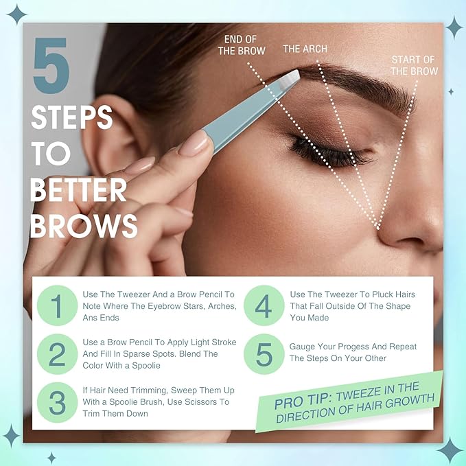 Mudder 12 Pcs Eyebrow Tweezers Set for Facial Hair Stainless Steel Slanted Tip Tweezers in Bulk for Men and Women (Light Blue)