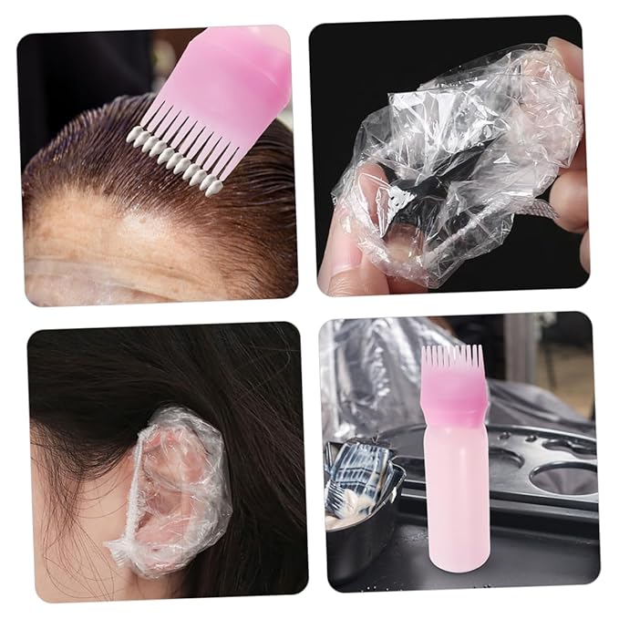 ASAKKURA Portable Hair Dye Kit with Applicator Bottle Flexible Coloring Tools Complete Hair Dyeing Accessories for Home and Salon Use Pink
