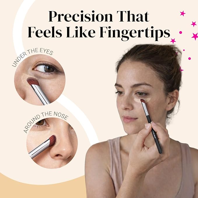 Mini Concealer Brush by Keshima, for Under Eye, Nose & Precision Touch-Ups ; Seamless Blending, Streak-Free Finish with Soft Dense Bristles for Liquid, Cream & Powder ; Vegan & Cruelty-Free