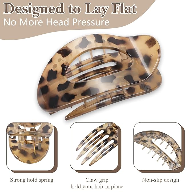 8PCS French Flat Hair Clips for Women Girl Matte Lay Flat Claw Clips Large Strong Hold Barrettes for Thick Thin Hair French Duckbill Styling Accessories for Daily Styling ﻿
