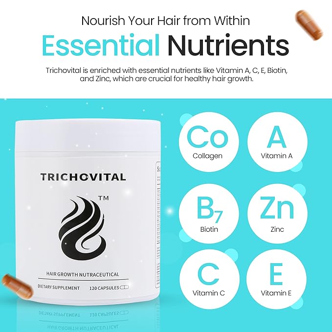 Advanced Hair Growth Supplement for Women - Biotin, Collagen, Zinc & Essential Hair Vitamins A, C and E for Thicker, Fuller, Stronger Hair - 120 Capsules
