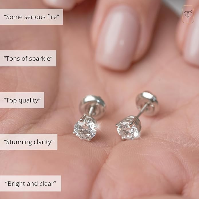 1/4-2 Carat IGI Certified Lab Grown Diamond Stud Earrings | Solitaire Real Diamonds Earring for Women in I-J Color & SI1-SI2 Clarity | 14K Gold Diamond Studs with Secure Backs by MAX + STONE