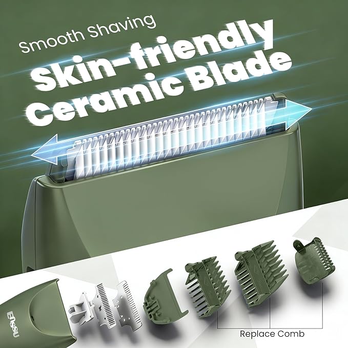 ENSSU Manscape Trimmer for Men, 2 in 1 Electric Hair Trimmer for Men - Trimmer with Ceramic Blade & Foil Shaver, No-Nick Shaving, IPX7 Waterproof Body Groomer for Bikini/Pubic/Groin