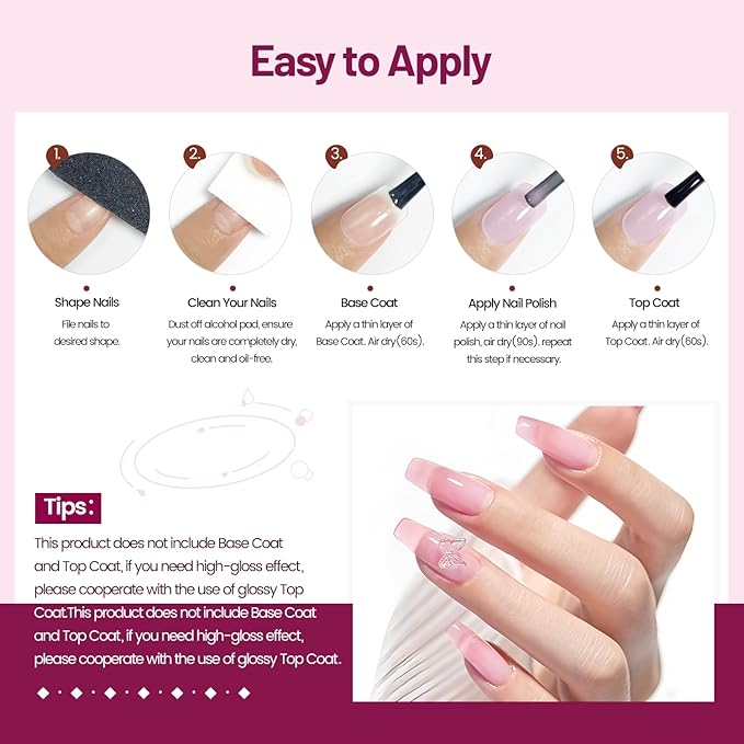 OpenLive Jelly Nail Polish Set 6 Colors White Pale Red Soft Pink Natural Nude Pale Purple Fresh Pink Purple All Seasons Neutral Color Quick Dry Nail Polish Set for Women Salon DIY Nail Art