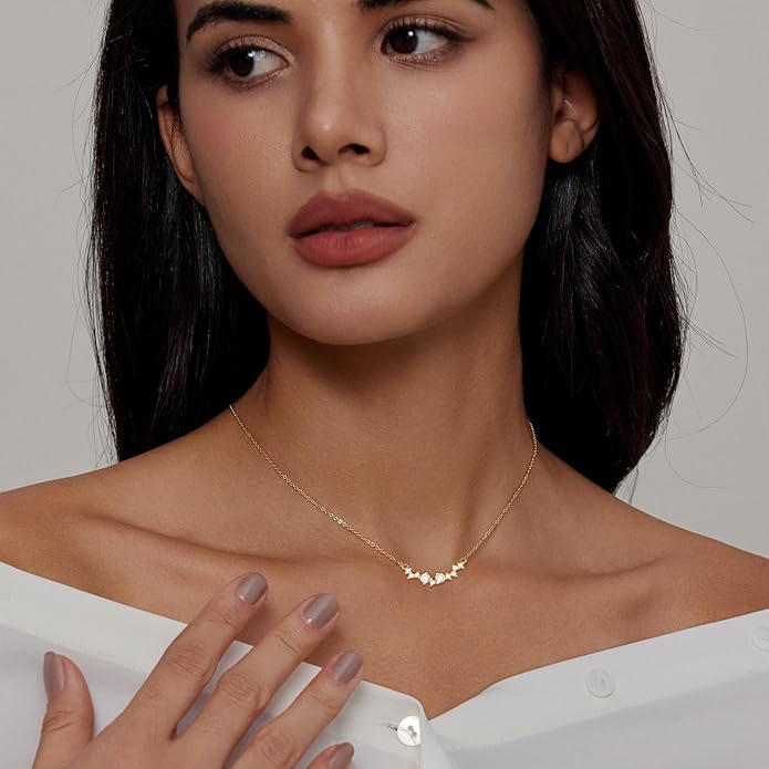 Luxval Diamond Pendant Gold Necklace for Women，Dainty 18k Gold Plated Choker Necklaces Simple Gold Jewelry Gifts for Women Girls
