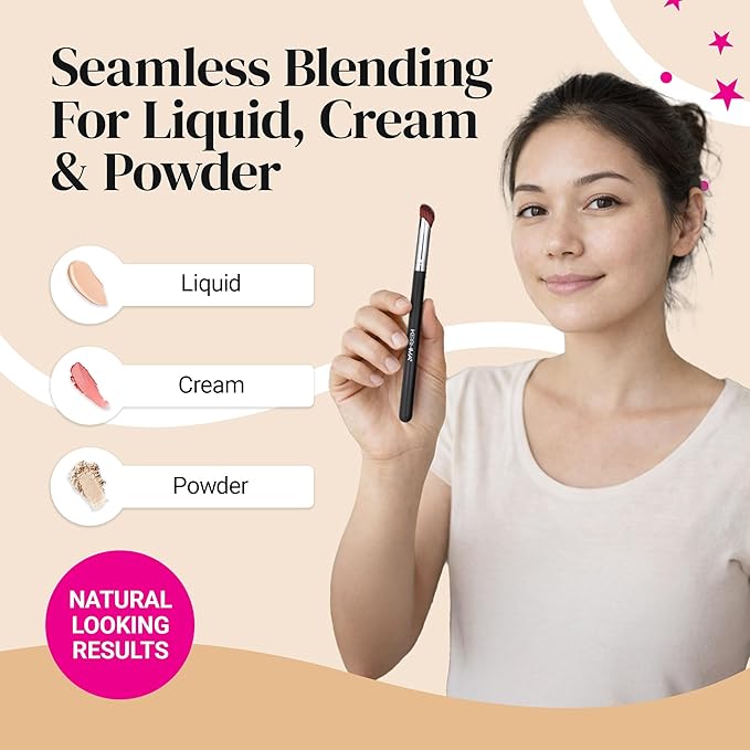 Mini Concealer Brush by Keshima, for Under Eye, Nose & Precision Touch-Ups ; Seamless Blending, Streak-Free Finish with Soft Dense Bristles for Liquid, Cream & Powder ; Vegan & Cruelty-Free