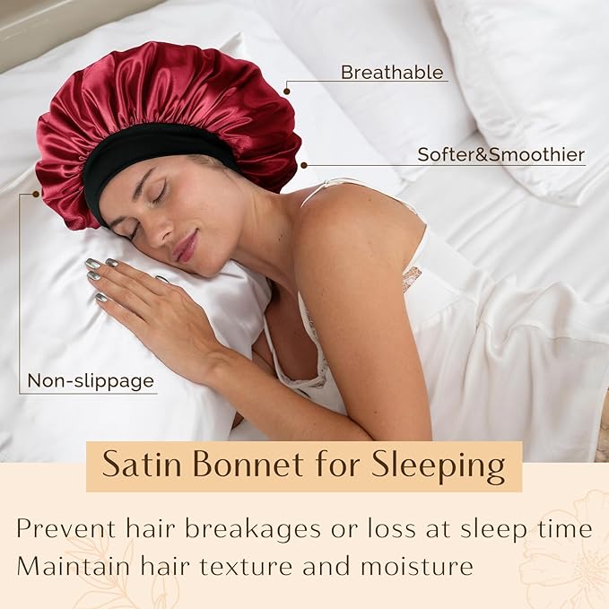 YANIBEST Silk Bonnet for Men Women Hair Bonnet for Sleeping Double Layer Satin Bonnet for Natural Curly Hair Unisex Sleep Cap