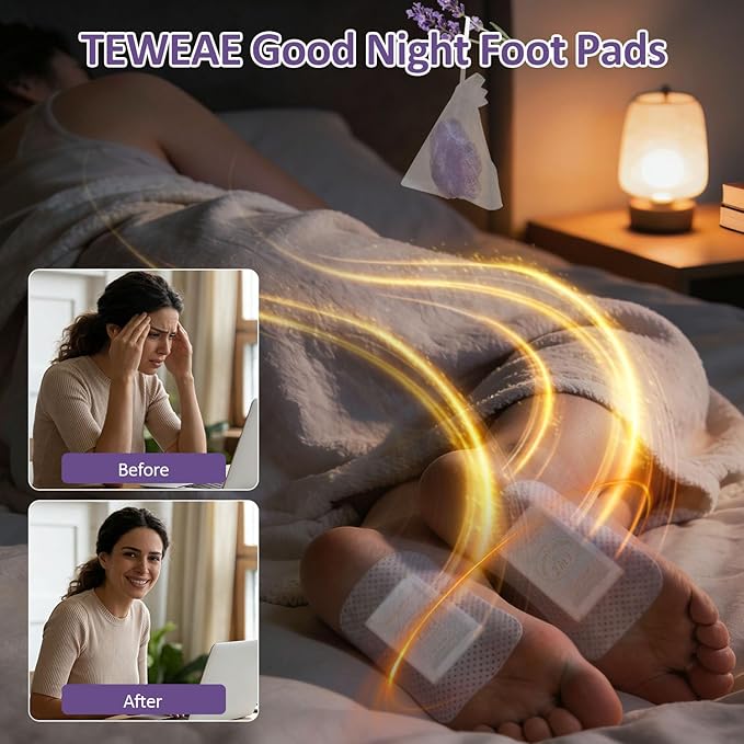 Ginger Foot Pads, 60 Pads One-Piece Design Premium Natural Bamboo Vinegar Foot Care Pad with Natural Crystals for Stress & Fatigue Relief, Ideal for Winter Better Sleeping, Lavender Scented