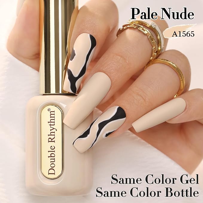 Double Rhythm 0.50 OZ Gel Polish Hema Free Same Color Same Bottle Golden Round Translucent Neutral Natural Milky 15 ML Jelly UV Polish Art DIY at Home (Milky Beige-C1565)