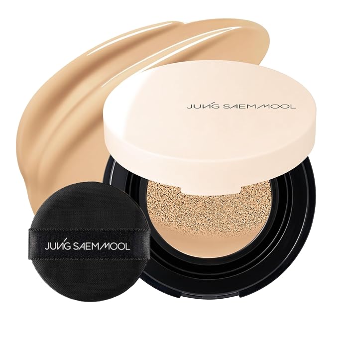 JUNG SAEM MOOL [ Mini ] Essential Skin Nuder Cushion Mini 23W Medium Deep 0.17 Fl Oz, Natural Radiant Finish Cushion Foundation with Buildable Coverage, Lightweight Texture, Korean Foundation Makeup