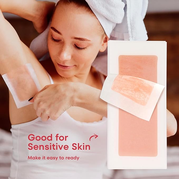 Wax Strips Hair Removal for Women: Natural Home & Travel Brazilian Body Waxing Strip for Bikini Armpit Leg - Vegan & Sensitive Skin Friendly, 40 Ct With Wipes