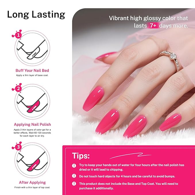OpenLive 16.5ml Rose Pink Nail Polish Large Volume Quick Dry Nail Polish, Long Lasting Shine, Fingernail Toenail Nail Art DIY Home Travel Nail Art Gift