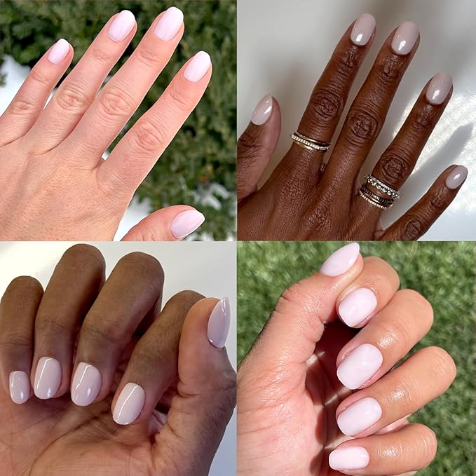 Olive & June Instant Mani Press-On Nails | (Glue) Extra Short, Round 42 Fake Nails, 21 Sizes | Non-Toxic, Long-Lasting Recycled Materials Realistic Look | Salon-Quality at Home | Strawberry Scone