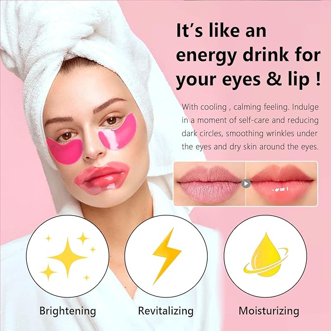 30 Pairs Eye Masks & Lip Masks, Under Eye Patches for Puffy Eyes, Moisturizing Lip Mask Pink Pads, Reducing Fine Lines, Valentines Day Gifts, Galentines Gifts, Party Favors, Bulk Gifts, Small Gifts