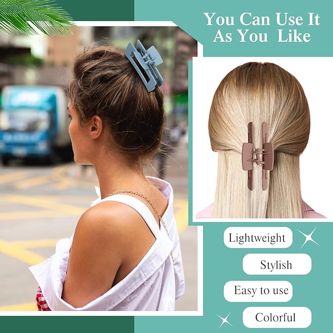 XunYee 90 Pcs Hair Clips Bulk Hair Claw Clips for Women Girls 4.1 Inch Large Rectangle Non-slip Square Strong Hold Jaw