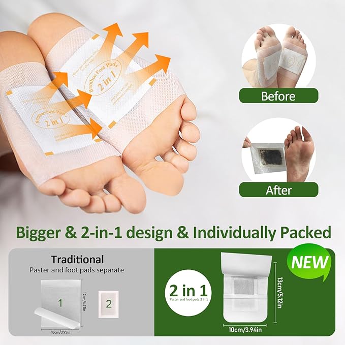 TEWEAE Ginger Foot Pads to Feel Better, 2 in 1 Premium Natural Bamboo Vinegar Foot Care Pad for Sleep Better & Soothing, Green Tea Scented - 30 Pads (Pack of 1)