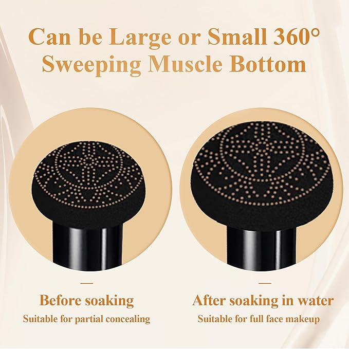 Mushroom Head Air Cushion CC Cream - BB Cream Makeup Brightening & Moisturizing, Full Coverage Concealer for Older Women, Oil Control Foundation for Mature Skin (Ivory, 3.21 Ounce (Pack of 1))