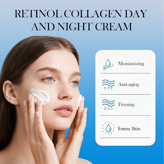Collagen & Retinol Face Cream - 7% Hydrating Complex Anti Aging & Wrinkle Moisturizer, Firming Cream with Advanced Moisture Lock, Day & Night Face Cream for Women & Men, 1.75oz