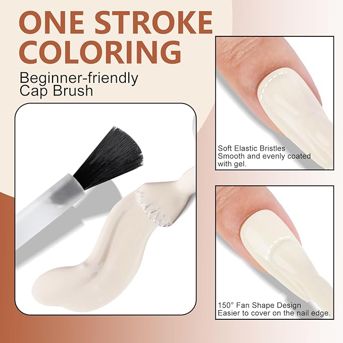 NXJ INFILILA Brown Gel Nail Polish, 15ml 0.51oz Cream Brown Gel Polish One-Stroke Coloring, Hema Free Light Color High Gloss Soak Off UV Manicure Salon DIY for Girls SQ017