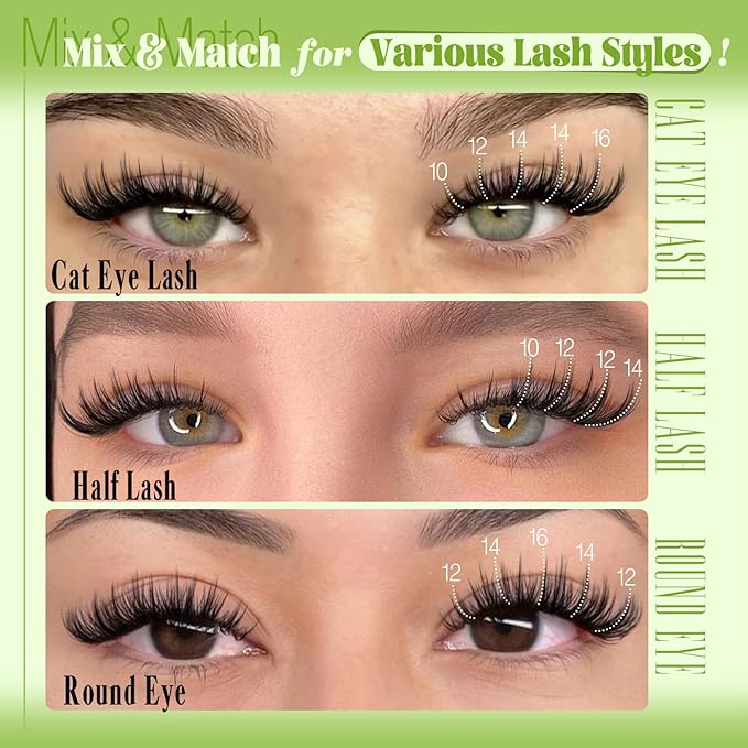 Wispy Lash Clusters Kit Natural Eyelash Clusters Spiky Lash Extension Kit Pestañas Postizas Naturales C Curl Individual Lashes 10-16mm Cluster Eyelash Extensions Kit with Remover DIY Lash at Home