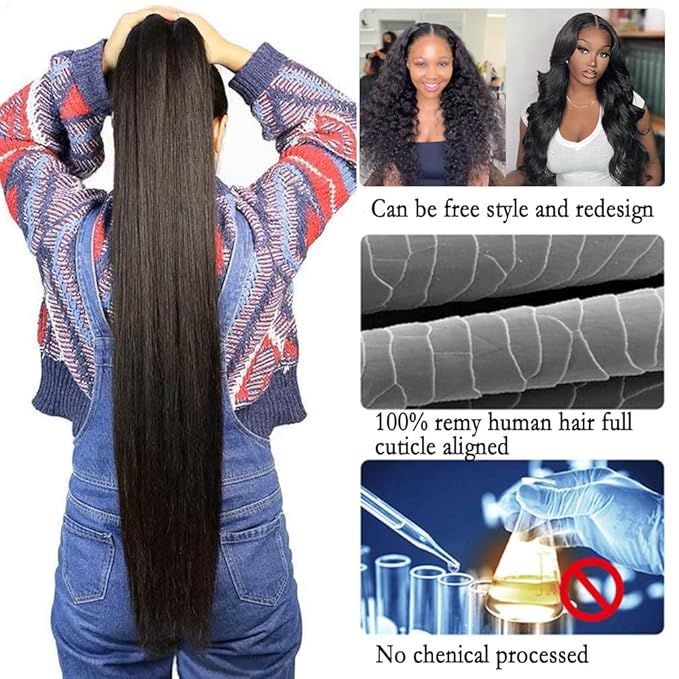 12A Straight 4 Bundles Human Hair 22 24 26 28 Inch, 400g/Pack Brazilian Virgin Straight Hair Bundles Human Hair Bundles for Black Woman,Double Weft Quick Weave Extensions