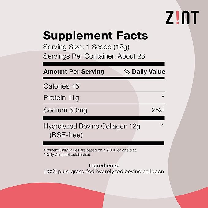 Zint Collagen Peptides Powder: Paleo & Keto Certified - Granulated Collagen Hydrolysate for Enhanced Absorption - Enzymatically Hydrolyzed Protein for Women & Men, 10 oz