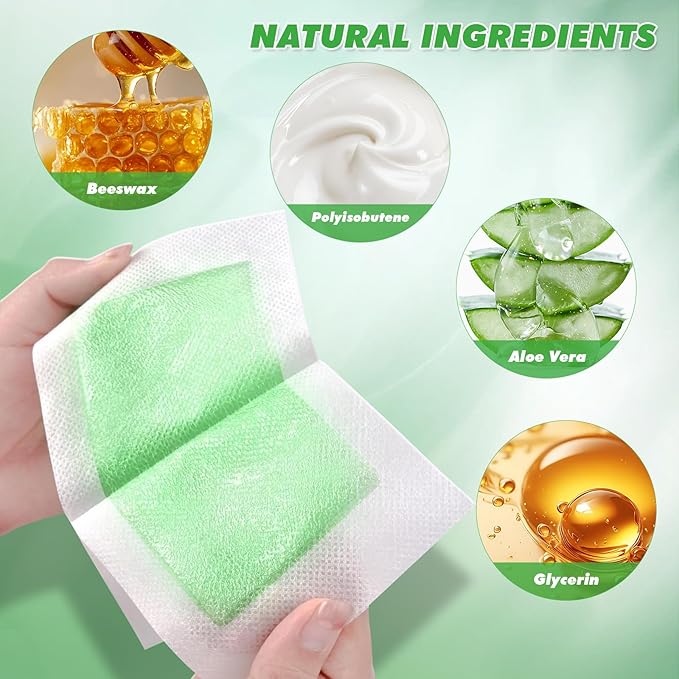 116PCS Wax Strips for Hair Removal, Facial Hair Removal For Women At Home Waxing Kit for Women Face and Body | 116 Waxing Strips & 8 Oil Wipes for All Skin Types