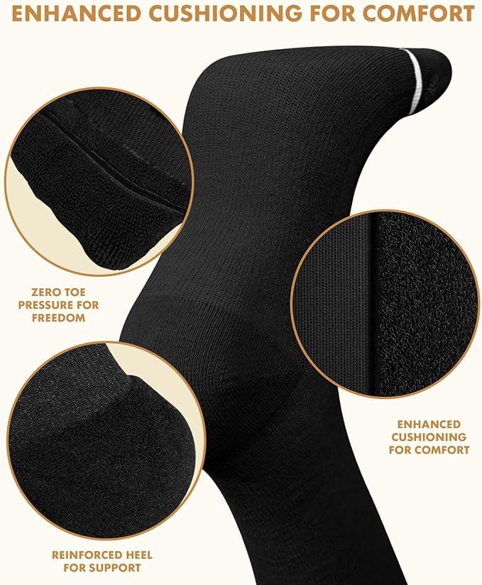 Lalapapa Thick Soft Cotton Compression Socks for Women Men 15-20mmHg Knee High Breathable Cotton Socks for All Day Comfort