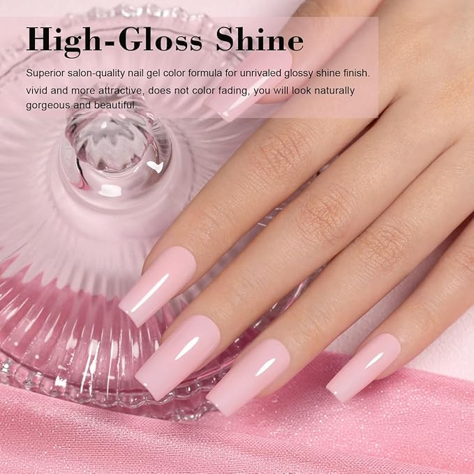 RARJSM Nude Gel Polish Neutral Color Skin Tone Gel Nail Polish 15ml Natural Color UV LED Cured DIY Soak off Gel Polish Single Bottle(Pale Purple Pink)