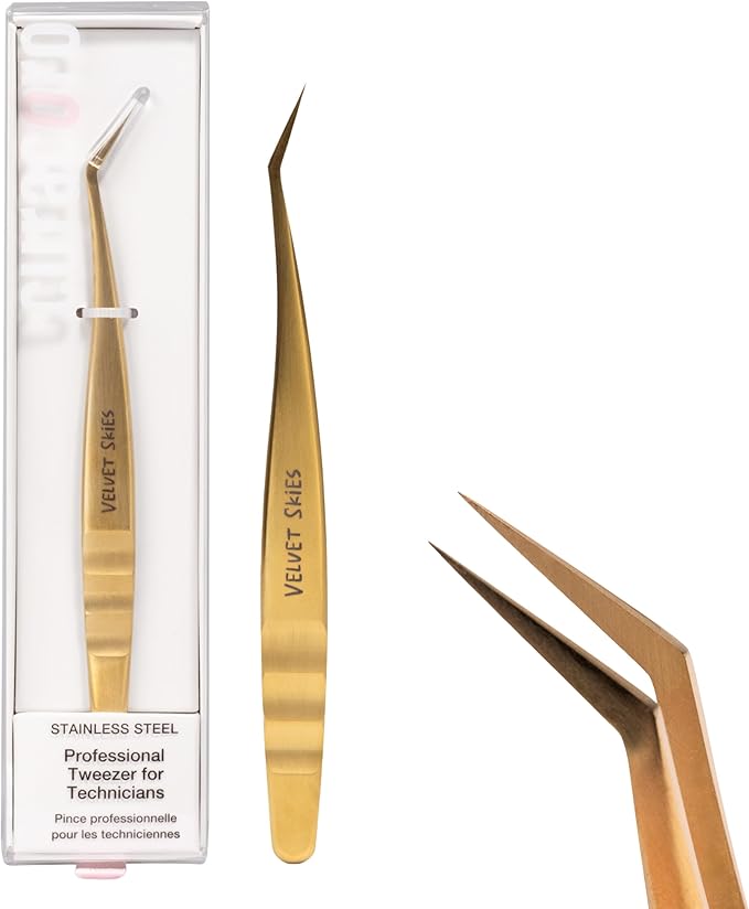 Curacoro Lash Tweezers - LashSmith 50° Long Tip Eyelash Tweezer for Isolation, Long Ultra-Firm Tip for Versatile Lashing Techniques