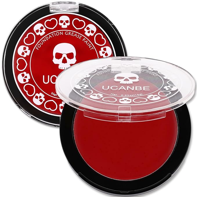 UCANBE Red Face & Body Paint Makeup Foundation, Professional Non-Toxic Cream Greasepaint, Oil-Based Face Painting Kit for Kids & Adults Party, Halloween SFX Devil Clown Vampire Costume Cosplay Makeup
