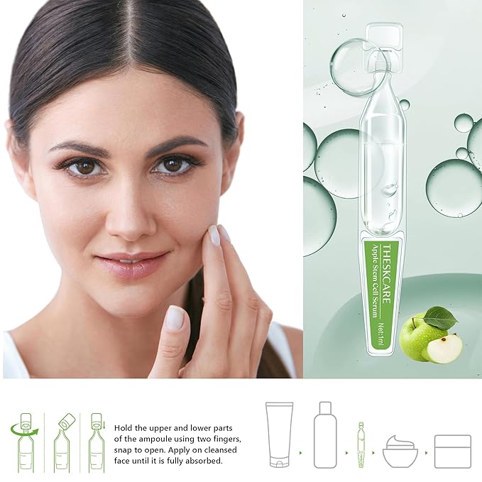 Anti Aging Apple Stem Cell Serum Ampoule for Face with Collagen,Hyaluronic Acid & Niacinamide,Rejuvenating Facial Serum for Fine Lines & Wrinkles,Plumping& Hydrating,30 Ampoules