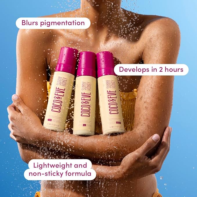 Coco & Eve Sunny Honey Bali Bronzing Self Tanner Mousse - (Ultra Dark) All Natural Sunless Tanning Instant Lotion with Bronzer and Skin Moisturizer (6.7 fl oz)