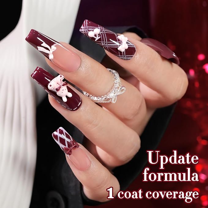 Double Rhythm 0.5 Oz Gel Nail Polish Neutral Natural Same Color Same Bottle Translucent Light Milky Pastel 15ML Manicure French Design Art DIY at Home (Bean Burgundy-A1519)