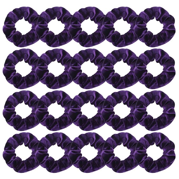 Didder 20 Pcs Hair Scrunchies Velvet Elastics Scrunchy Hair Ties Dark purple Soft Scrunchie Bobbles Ropes Scrunchie Solid color Hair Bands for Women Girls