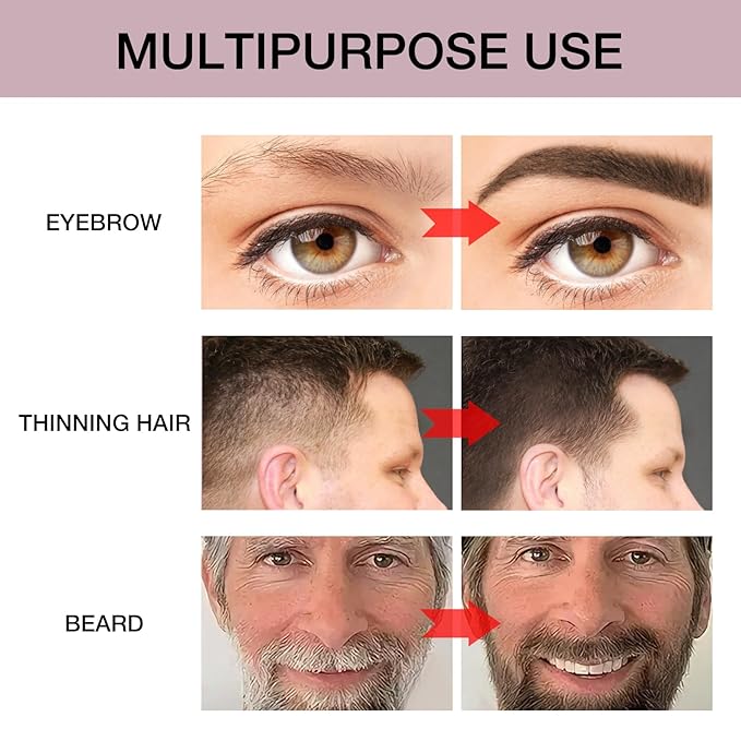 GEUUFEA Hair Mascara for Gray Hair, 3 In 1 Hair Color Concealer Stick with Precision Applicator, Temporary Hairline Filler, Multi-Purpose Mascara for Eyebrow and Beard（Dark Brown）