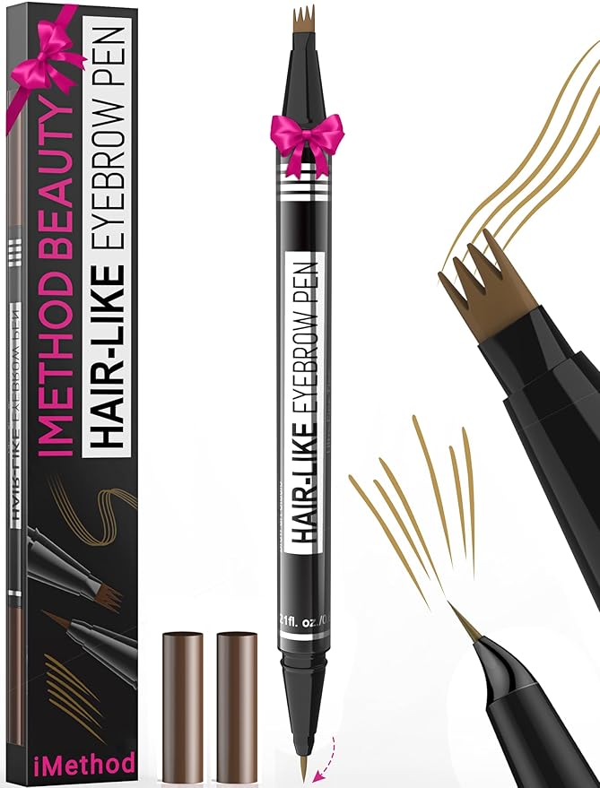 iMethod Eyebrow Pencils for Women - Eyebrow Pencil Magical 2-in-1 Dual-Ended Brow Pencil with 4-Fork-Tip & Ultra Precise Brush-Tip Create Natural Hair-Like Brows, Last All-Day, Natural Brown