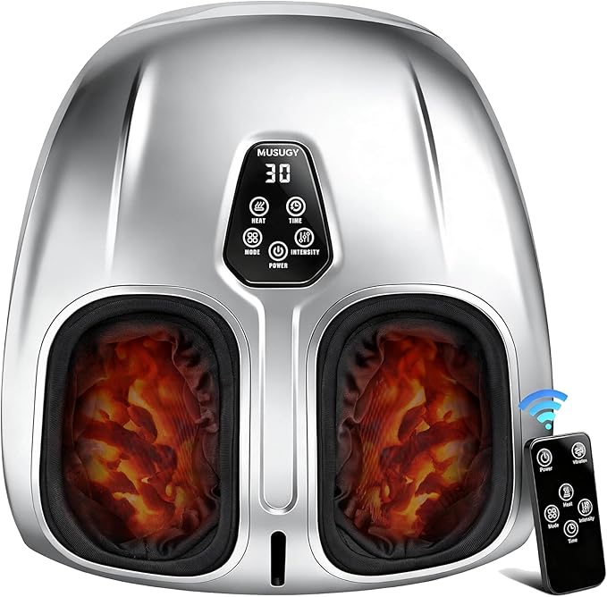 Musugy Foot Massager Machine with Heat : Deep Kneading Shiatsu Foot Massager with Vibration & Compression for Plantar Fasciitis & Neuropathy - for Women & Men,Relax for Office Home Use
