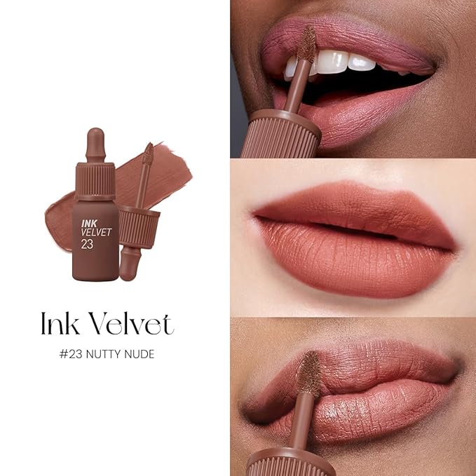 Peripera Ink the Velvet Lip Tint - High Pigment Color, Longwear, Weightless, Gluten-Free, Paraben-Free (023 NUTTY NUDE)