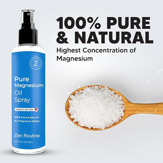 Pure Magnesium Oil Spray 8oz (3-Pack) - USP Grade – Topical for Feet, Body, Muscles, Leg Cramps & Sleep - Extra Strength, Less Sting - 100% Organic & Natural — Made in USA