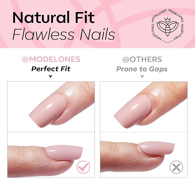 Modelones Pink Valentine Press on Nails Almond, Polka Dot Short Fake Nails, Reusable Nail Kit with Nail Glue Adhesive Tabs Mini Nail File, Nails Press Ons 32Pcs 16size, Women Girl Gift ﻿
