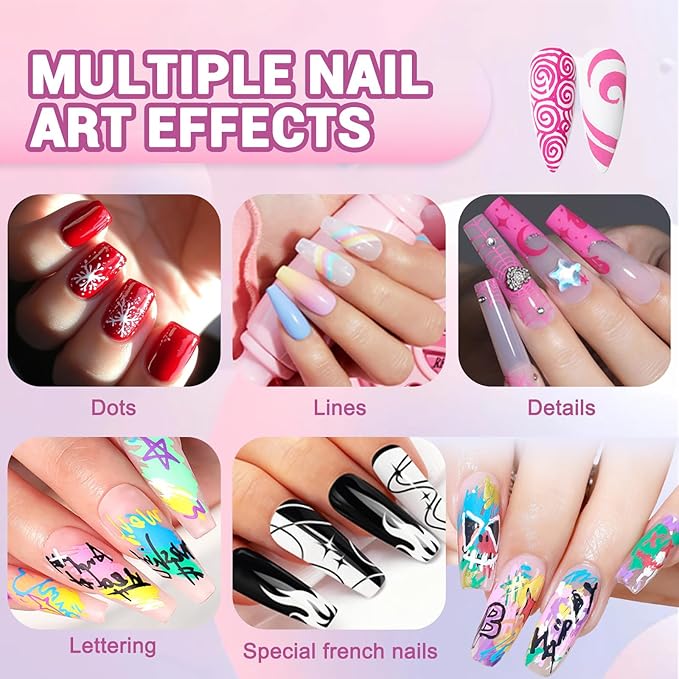 MKNZOME Nail Art Pens Set, 12 Color 0.7 MM Nail Art Markers Nail Polish Pens Drawing Painting Point Liner Painted Kit, Waterproof and Quick-drying Nail for DIY Design Manicure Tools