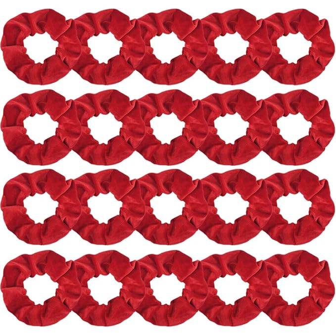 Didder 20 Pcs Solid Color Red Velvet Soft Hair Scrunchies Hair Ties for Women Girls Hair Accessories for Gift