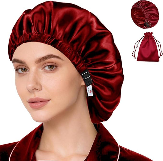 Satin Bonnet 2Pcs Silk Bonnet Hair Bonnets For Sleeping Silky Soft Sleep Cap Womens Night Curly Natural Hair Caps