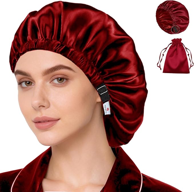 Satin Bonnet 2Pcs Silk Bonnet Hair Bonnets For Sleeping Silky Soft Sleep Cap Womens Night Curly Natural Hair Caps