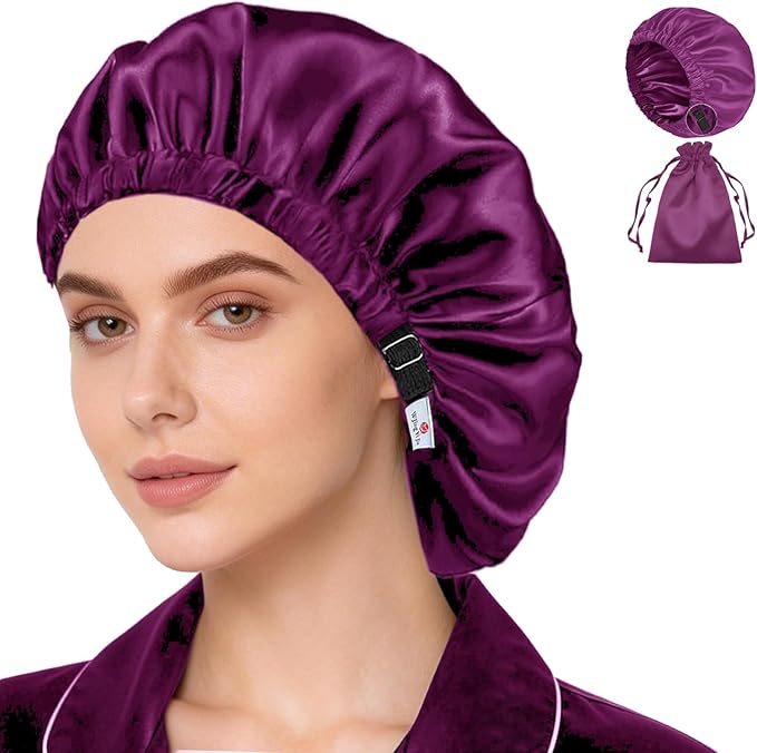 Satin Bonnet 2Pcs Silk Bonnet Hair Bonnets For Sleeping Silky Soft Sleep Cap Womens Night Curly Natural Hair Caps