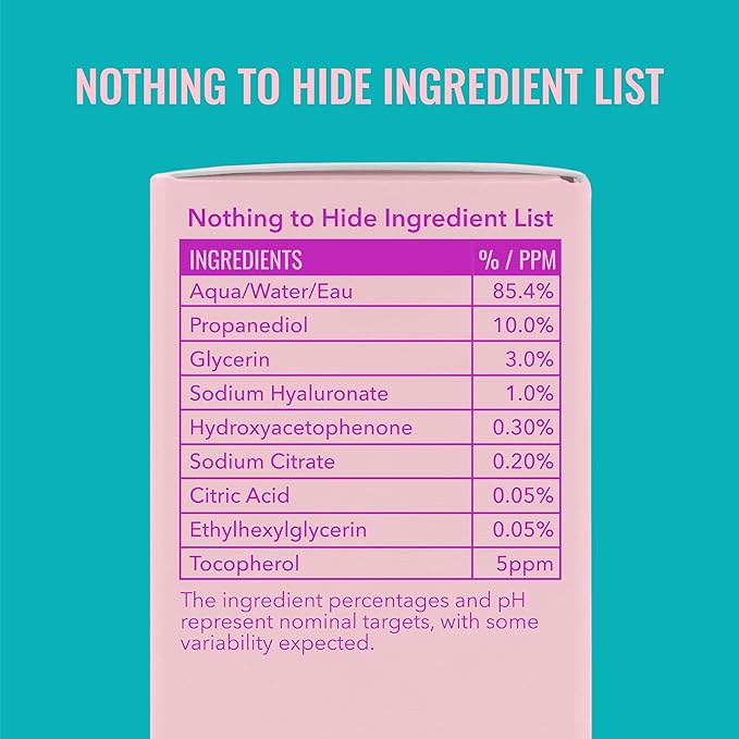 Good Molecules Hyaluronic Acid Serum - 1% Hyaluronic Acid Non-greasy Ultra Hydrating Serum, Facial Moisturizer for Plumper Skin, Skin Care for Face